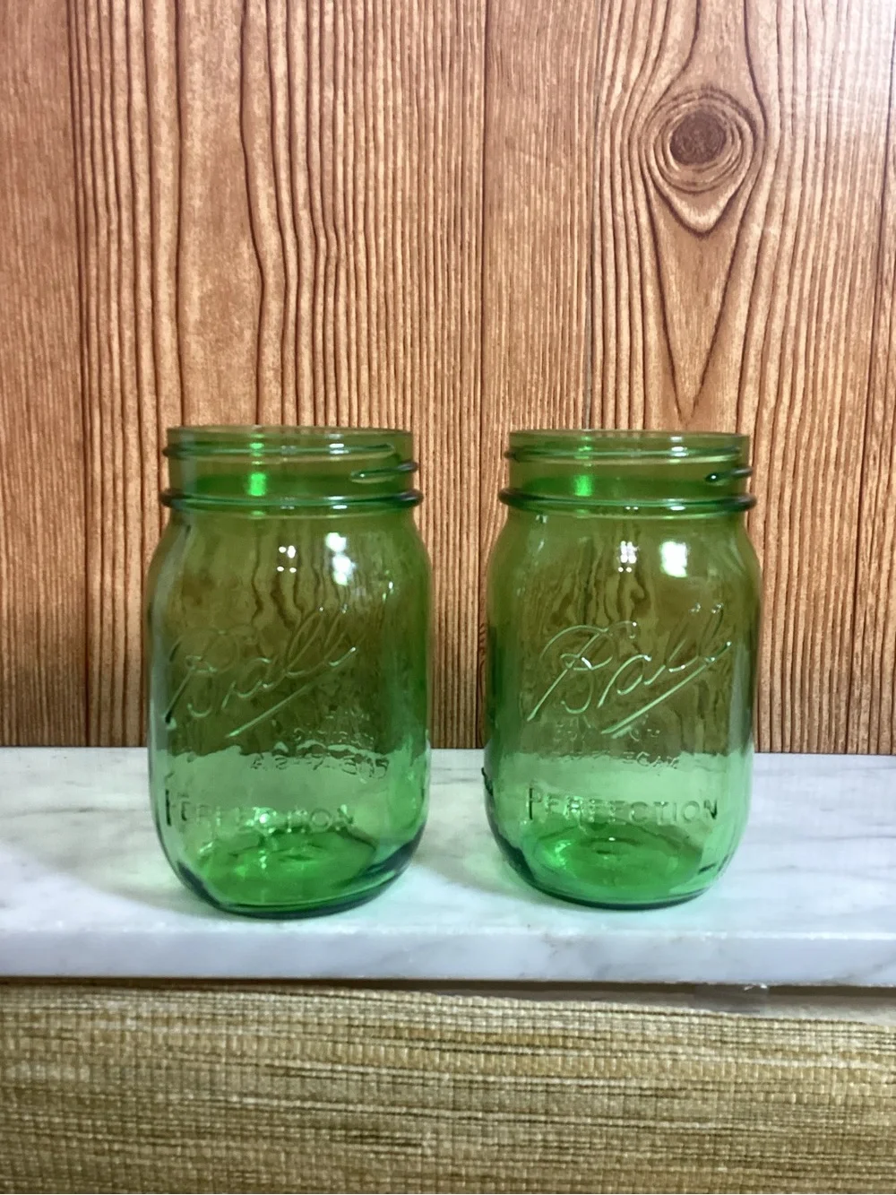 Ball Perfection Green Glass Mason Jars - Set of 2 100th Anniversary
